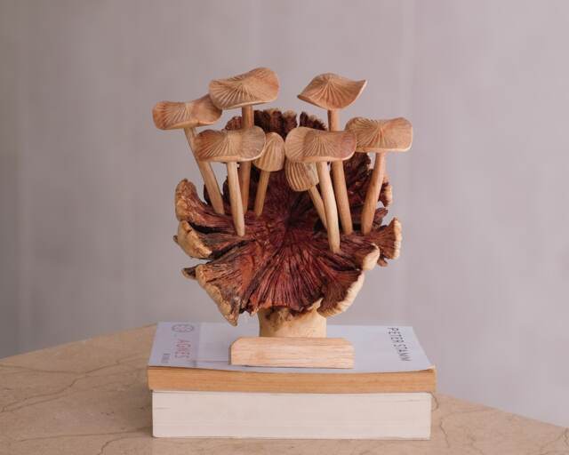 Mushroom Forest, Wooden Figurine, Personalized Gifts, Wood Carving, Handmade Art, Sculpture, Lover, Tropical Decor, Gift For Him - image 1