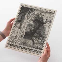 Wind Cave National Park Lithograph Style Print - Vintage South Dakota Archival Matte Fine Art Print. Post Office & Elk Room Travel Gift - thumbnail 2