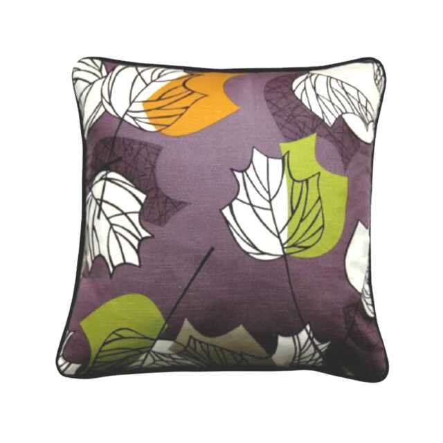 Sanderson Maple Leaf Cushion Cover Plum Cotton Blend Throw Pillow - 18x18 Inches - image 1