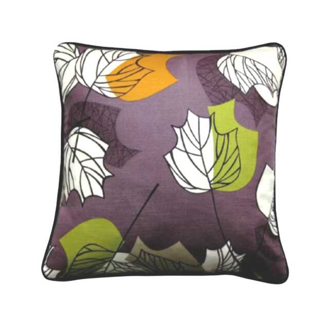 Sanderson Maple Leaf Cushion Cover Plum Cotton Blend Throw Pillow - 18x18 Inches - image 1
