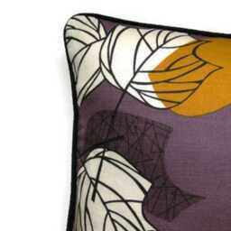 Sanderson Maple Leaf Cushion Cover Plum Cotton Blend Throw Pillow - 18x18 Inches - thumbnail 3