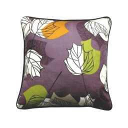 Sanderson Maple Leaf Cushion Cover Plum Cotton Blend Throw Pillow - 18x18 Inches - thumbnail 1