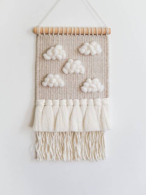 Woven Cloud Wall Hanging Merino Wool Tapestry For Nursery - image 1