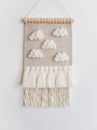Woven Cloud Wall Hanging Merino Wool Tapestry For Nursery