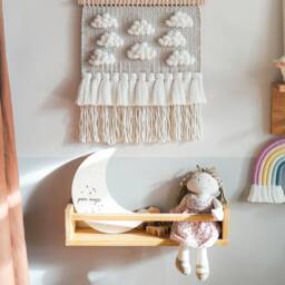 Woven Cloud Wall Hanging Merino Wool Tapestry For Nursery - thumbnail 3
