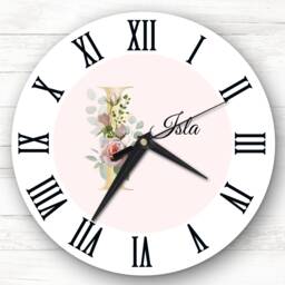Floral Alphabet Name Initial Letter I Personalised Gift Clock - thumbnail 1