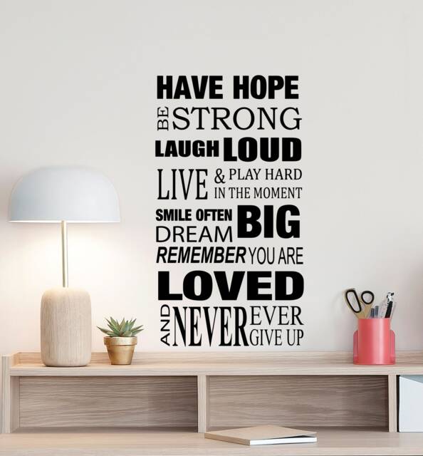 Have Hope Wall Quote Decal Be Strong Never Give Up Sign Inspirational Poster Vinyl Sticker Family Gift Bedroom Love Decor House Art 605 - image 1