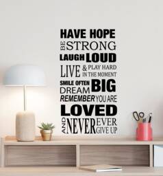 Have Hope Wall Quote Decal Be Strong Never Give Up Sign Inspirational Poster Vinyl Sticker Family Gift Bedroom Love Decor House Art 605 - thumbnail 1