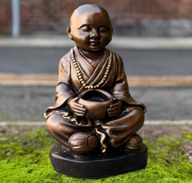 Sitting Buddha With Pot Decor Concrete Statue Outdoor Asian Decorarion Tradition Ornament Cement Japanese Sculpture Lover Gift - image 1