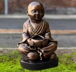 Sitting Buddha With Pot Decor Concrete Statue Outdoor Asian Decorarion Tradition Ornament Cement Japanese Sculpture Lover Gift - thumbnail 1
