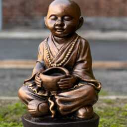 Sitting Buddha With Pot Decor Concrete Statue Outdoor Asian Decorarion Tradition Ornament Cement Japanese Sculpture Lover Gift - thumbnail 2