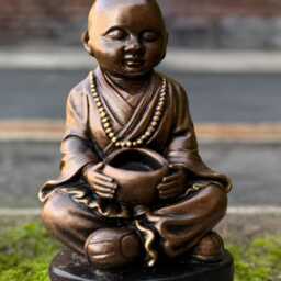Sitting Buddha With Pot Decor Concrete Statue Outdoor Asian Decorarion Tradition Ornament Cement Japanese Sculpture Lover Gift - thumbnail 3