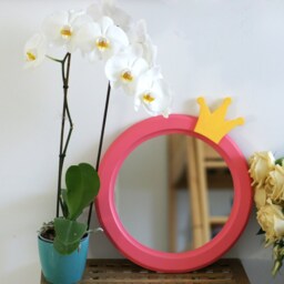 Pink Frame Mirror For Girls, Childrens Baby, Mirror With Crown Kids Room, Unique Wood Mirror, Candy - thumbnail 2