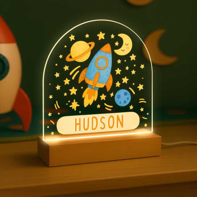 Personalised Led Space Lamp, Kids Night Light Gift, Stars Light, Birthday Gifts For Kids, Bedroom Nursery Table - image 1