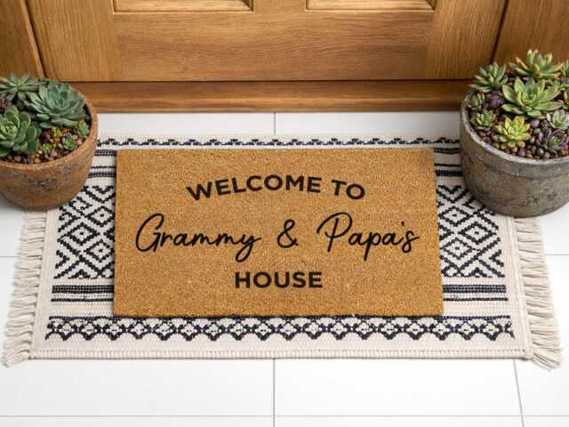 Custom Grandparent Welcome - Coir Entryway Sign Durable Grammy Papa Decor - image 1