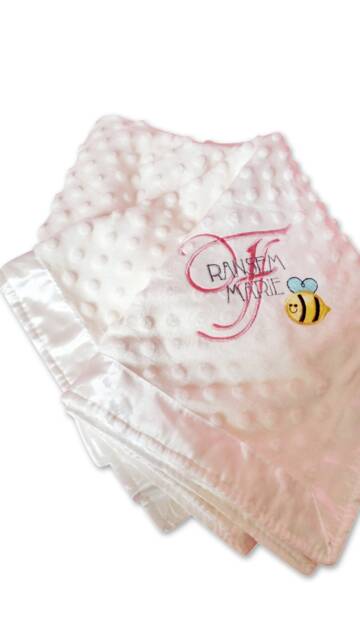 Personalized Bumble Bee Baby Blanket Girl Boy, Custom Embroidered Gifts, Shower Gift, Photoshoot - image 1