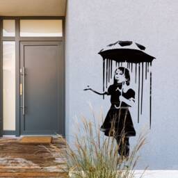 Banksy Nola Rain Girl Stencil Life Size Mural, Interior/Exterior Decor - thumbnail 1