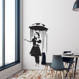 Banksy Nola Rain Girl Stencil Life Size Mural, Interior/Exterior Decor - thumbnail 2