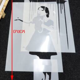 Banksy Nola Rain Girl Stencil Life Size Mural, Interior/Exterior Decor - thumbnail 3