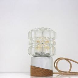 Minimal Glass Globe Table Lamp Midcentury Light Vintage Restored Lighting - thumbnail 2