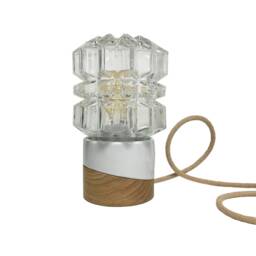 Minimal Glass Globe Table Lamp Midcentury Light Vintage Restored Lighting - thumbnail 4