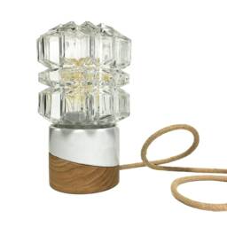 Minimal Glass Globe Table Lamp Midcentury Light Vintage Restored Lighting - thumbnail 1