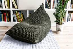 Khaki Bean Bag Chair, Floor Cushion, Classic Green Lounger Chair For Adults, Living Room Natural Cotton