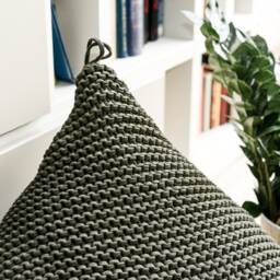 Khaki Bean Bag Chair, Floor Cushion, Classic Green Lounger Chair For Adults, Living Room Natural Cotton - thumbnail 4
