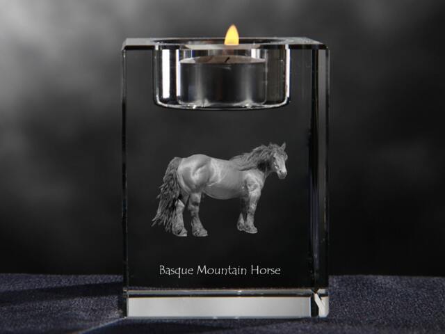Basque Mountain Horse - Crystal Candlestick With Horse, Souvenir, Decoration, Limited Edition, Collection - image 1