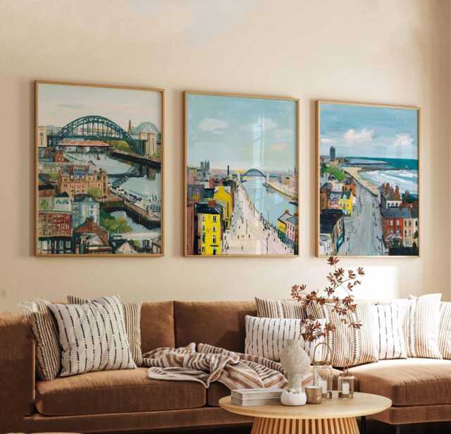 Set Of 3 Tyne & Wear Posters, England Travel Prints, Newcastle Wall Art Set, Coastal City UK Decor North East Gift - image 1