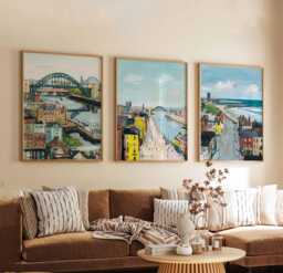 Set Of 3 Tyne & Wear Posters, England Travel Prints, Newcastle Wall Art Set, Coastal City UK Decor North East Gift - thumbnail 1