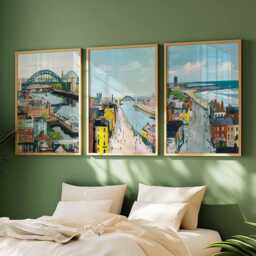 Set Of 3 Tyne & Wear Posters, England Travel Prints, Newcastle Wall Art Set, Coastal City UK Decor North East Gift - thumbnail 3