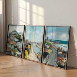 Set Of 3 Tyne & Wear Posters, England Travel Prints, Newcastle Wall Art Set, Coastal City UK Decor North East Gift - thumbnail 2