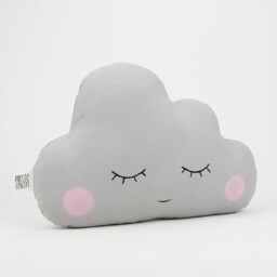 Gray Cloud Pillow With Pink Cheeks For Nursery Decor, Baby Cushion Shower Gift Newborn Infant Gender Neutral Kids Room Children Teepee - thumbnail 2