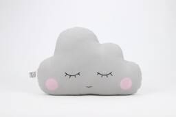Gray Cloud Pillow With Pink Cheeks For Nursery Decor, Baby Cushion Shower Gift Newborn Infant Gender Neutral Kids Room Children Teepee - thumbnail 1