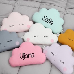 Gray Cloud Pillow With Pink Cheeks For Nursery Decor, Baby Cushion Shower Gift Newborn Infant Gender Neutral Kids Room Children Teepee - thumbnail 3