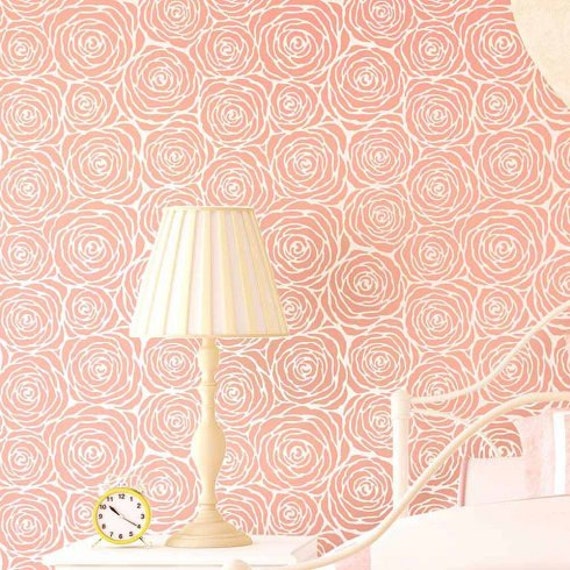 Roses Allover Wall Stencil - Wall Stencils Instead Of Decals Easy To Use Stencils For A Quick Room Update Floral Walls - image 1