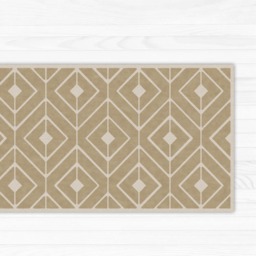 Geometric Beige Linoleum Rug Printed On PVC Art Mat. Vinyl Carpet With Modern Pattern
