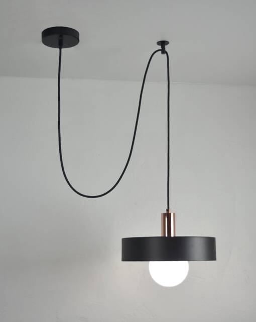 "Custom 12"" Drum Shade Industrial Pendant Light - Copper Matte Black White Globe Modern Unique Led Lighting 5" - image 1