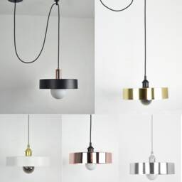 "Custom 12"" Drum Shade Industrial Pendant Light - Copper Matte Black White Globe Modern Unique Led Lighting 5" - thumbnail 3