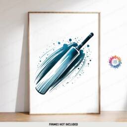 Personalised Cricket Print - Set Of 3 Posters - Boys Bedroom Decor Kids Room Wall Art Light Blue Cricketer Artwork Custom Teen Gifts - thumbnail 3