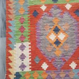 Tribal Wool Runner, Handmade Artisan Afghan Turkish Persian Qashqai Moroccan Navajo Flatweave, Natural Kilim Rug 237x79 cm - thumbnail 2