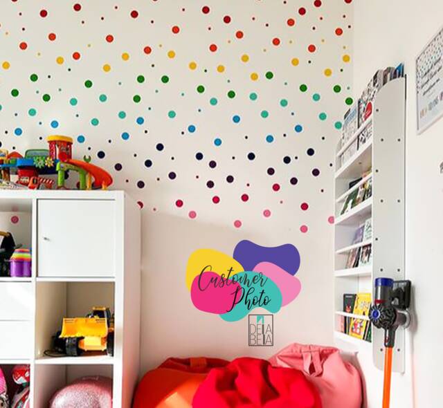 Polka Dot Stickers Wall 198x Decals Girls Boys Bedroom Home Decor, Nursery Decals, Playroom Decoration 11 Colours - image 1