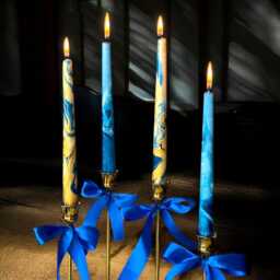 Gold Royal Blue Marble Candles, Tall Taper Candle Set, Dinner Candles, Gold Dark Blue Home Decor, Wedding Candle, Christmas Pillar Gift - thumbnail 4