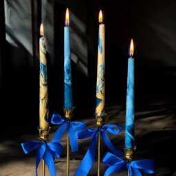 Gold Royal Blue Marble Candles, Tall Taper Candle Set, Dinner Candles, Gold Dark Blue Home Decor, Wedding Candle, Christmas Pillar Gift - thumbnail 1