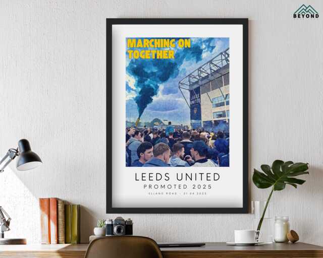 Leeds Championship Winners 2025 United Together Promoted Unique Print & Frame Gift Elland Road Stadium Fan Art Poster Artwork Marching On - image 1