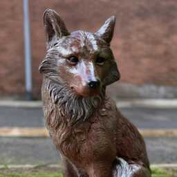 Garden Fox Statue Concrete Wild Animal Sculpture Stone Figurine Cement Home Ornament Front Door Decoration Fox Lover Gift Yard Art - thumbnail 2