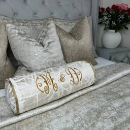 "Personalised Cushion, Luxury Pillow, Pillow, Initial -Name Gift Idea, Birthday Gift, Name Gold Cushion 16""x6" - thumbnail 3