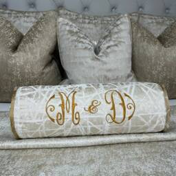 "Personalised Cushion, Luxury Pillow, Pillow, Initial -Name Gift Idea, Birthday Gift, Name Gold Cushion 16""x6" - thumbnail 2