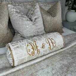 "Personalised Cushion, Luxury Pillow, Pillow, Initial -Name Gift Idea, Birthday Gift, Name Gold Cushion 16""x6"